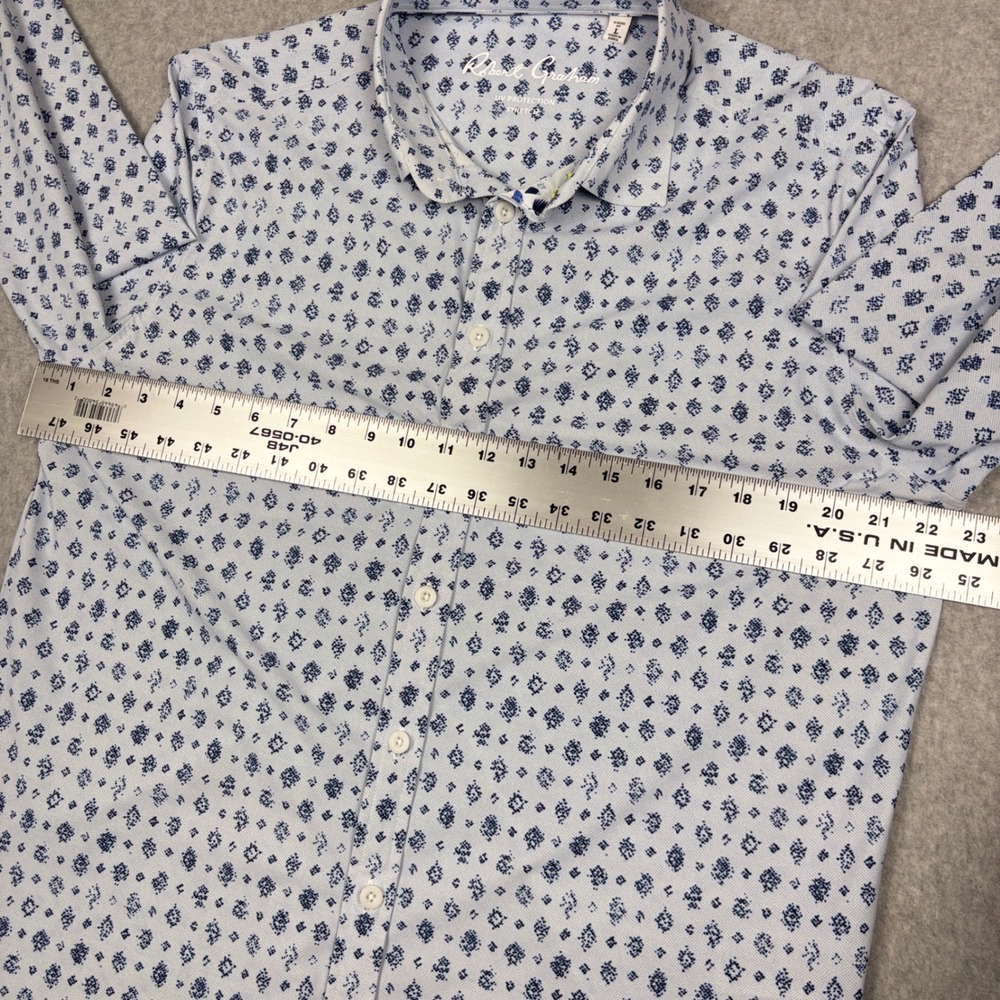Robert Graham Shirt Mens L Classic Fit Blue White Geometric Medallion Stretch - Picture 5 of 10
